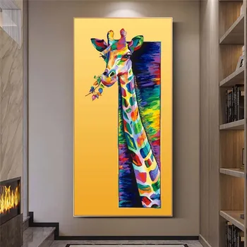Šiuolaikinės Watercolour Žirafa, Sienų Dekoras Abstrakčiai Naftos Tapyba Ant Drobės Meno Spaudinius Mielas Gyvūnų Plakatas, Tapyba Už Kambarį