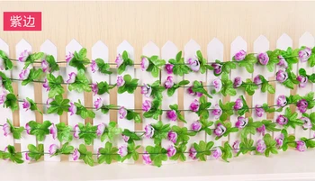 2,5 m Extra Long Dirbtinių Rožių Gėlių Vynuogių Wisteria Girliandą Namų patalpų Oro kondicionavimo Ortakiai Kabinti Ornamentu Vestuvių Dekoras