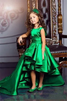 Mielas Vaikams Gimtadienio Suknelės Smaragdas Žalia Merginos Inscenizacija Suknelės Aukštas Žemas Princesė Gėlių Mergaičių Suknelės Vestuvėms