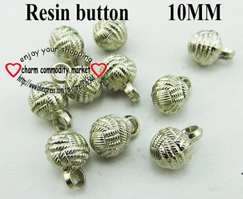60PCS 10MM sidabro kamuolys formos Kotu Dažytos DERVOS mygtukus, paltai, batai, drabužių siuvimo reikmenys R-207