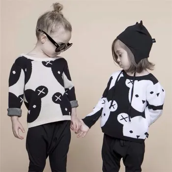 2020 m., Nauja rudens žiemos naujų mezgimo kūdikių berniukų džemperis mergaitėms, vaikams, Vaikams, Cartoon megztinis