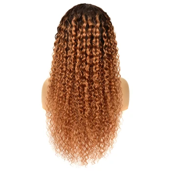 28 30 colių ilgio perukas ombre spalvos keistą garbanotas žmogaus plaukų perukas su kirpčiukais #30 medus, šviesūs, ruda Brazilijos plaukų perukas perukai moterims