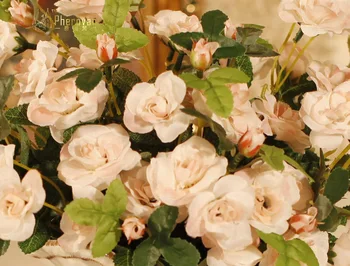Rausva rožė dekoratyvinė gėlių puokštė Namų Dekoravimo modeliavimas papuošalai papuošalai Europos stiliaus dekoratyvinės šilko gėlės