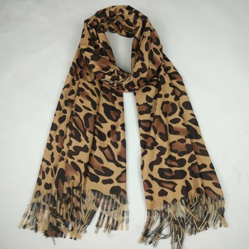 Skaitmeninė spauda moterų žiemos skara gyvūnų leopard kašmyro šalikas moterims foulard femme bandana 2018 m. naujo dizaino antklodės LL180960