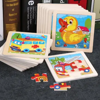 Karšto Pardavimo 9 Gabaliuką Vaikai Puzzle Žaislas Gyvūnų ir Transporto priemonės Mediniai Galvosūkiai, Dėlionės Kūdikių Mokymosi Žaislai Vaikams Dovanų