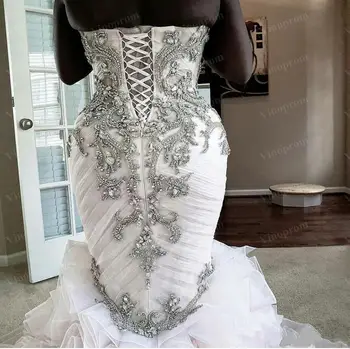 Afrikos Plius Dydis Undinė Vestuvių Suknelės Karoliukai Appliqued Trimitas Vestuvinės Suknelės Beach Derliaus Užsakymą Pagaminti Vestuvių Suknelės