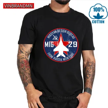 Rusijos Karinės Mig29 Reaktyvinis Naikintuvas T-shirt 2020 Naujas Prekės ženklas Pigiai Parduoti 100 % Medvilnės Oro Pajėgų Naikintuvas T Shirt Vyrai CCCP Kosmoso Marškinėlius