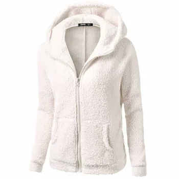 Moterų mados žiemą, rudenį hoodie elegantiškas megztiniai zip-up su kišenėje Teddy vilnos aksomo bliuzono kailis plius dydis wdc464