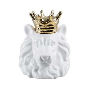 Crown Liūtas, Lokys, Lapė Bako Statulėlės Kūrybinės Keramikos Gyvūnų Laikymo Puodą Puošyba, Namų Aksesuarai Dovanos R1800