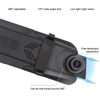 10 colių 1080P Hd Medijos Automobilių Diktofonas, Priekiniai ir Galiniai Dvigubas Objektyvas Automobilių Brūkšnys Cam su IPS Jutiklinį Ekraną