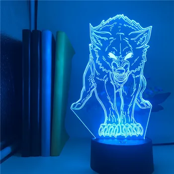Vilkas Gyvūnų Laikrodis Bazės Lentelė 3D Lempa Mėnulio Lempos Dropship naktinė lempa Ryškiai Bazės Helovinas Dovanų Puošimas Judesio Jutiklis 3D Lempos Šviesa