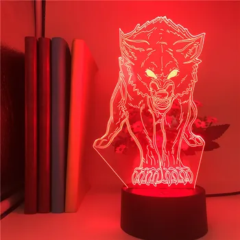 Vilkas Gyvūnų Laikrodis Bazės Lentelė 3D Lempa Mėnulio Lempos Dropship naktinė lempa Ryškiai Bazės Helovinas Dovanų Puošimas Judesio Jutiklis 3D Lempos Šviesa