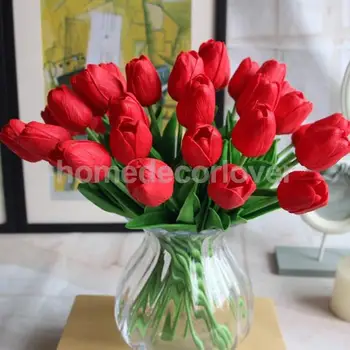 PU Touch Namų Gėlių Dekoras Mini Tulpių Puokštė Dirbtinių Gėlių Puokštė Oranžinė