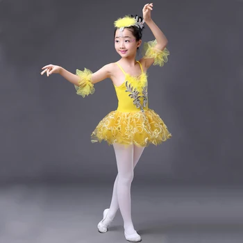 Nauja Mergina Baleto Suknelė Vaikų Nėrinių Leotard Gulbių Ežeras Baleto Kostiumai, Profesionalūs Baleto Tutus Dancewear China Plunksnų Suknelę
