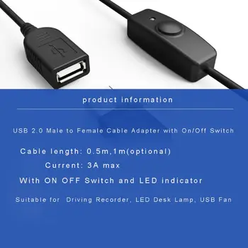 Duomenų USB 2.0 Extender Laidas USB prailginimo Kabelis Su ON OFF Jungiklis, LED Indikatorius, Aviečių Pi PC USB Ventiliatorius LED Lempa USB Įkroviklis
