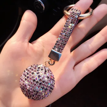 Mados Kristalų Keychain Vyrų Automobilių Keychain Moterų Maišelį Pendant Crystal Ball Key Chain Žavesio kalnų krištolas Papuošalai Raktų Žiedas