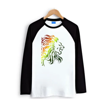 Rastafari reggae kultūros zion liūtas tatto dizainas, spausdinimo vyrų, moterų marškinėliai raglan visą ilgomis rankovėmis, O ant kaklo tee viršūnės