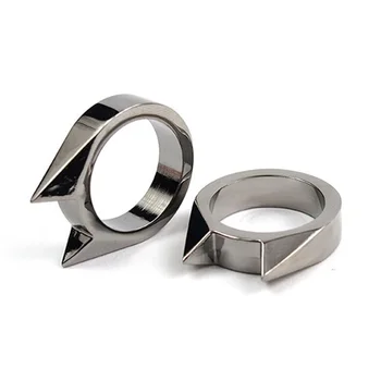 1PCs Multi-funkcija Nerūdijančio Plieno savigynos Žiedai Moterims Kačių Ausų Dizaino Žiedas Karka