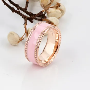 Originalus 925 кольцо Sidabro Visos Žiedas Kūrybinės Emalio Spalva Su Crystal Cz Visos Žiedas Moterims Vestuves bižuterijos