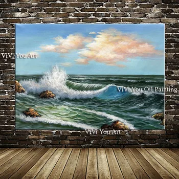 Mados, Stiliaus Rankų darbo Abstraktus Peizažas sienos paveiksl Handpainted Jūros bangų Naftos Tapyba ant Drobės namų puošybai