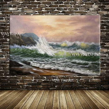 Mados, Stiliaus Rankų darbo Abstraktus Peizažas sienos paveiksl Handpainted Jūros bangų Naftos Tapyba ant Drobės namų puošybai
