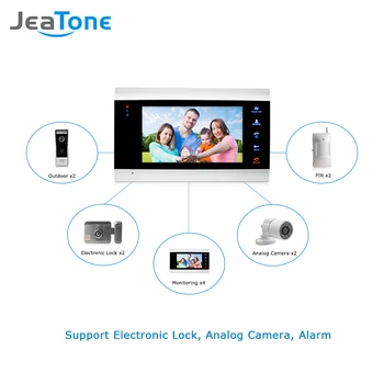 JeaTone 7 Colių Duris Telefonas 4 spalvų Vaizdo Doorbell monitorius ir 2 Didelės Raiškos IR Naktis, Lauko Kamera, Namų apsaugos Sistema, Domofonas