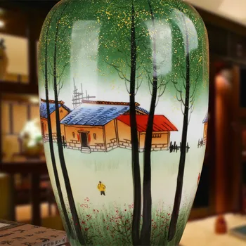 Jingdezhen Meistras Rankomis Dažyti 60cm Aukštis Didelės Apdaila namas miško Modelis Keraminių Gėlių Vaza