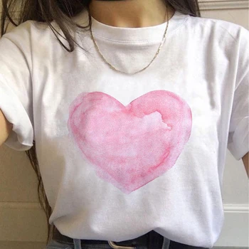 Saldus širdis juokinga atspausdintas T-marškinėliai, moteriški marškinėliai mados atsitiktinis white T-shirt Harajuku grafinis marškinėliai trumpomis rankovėmis
