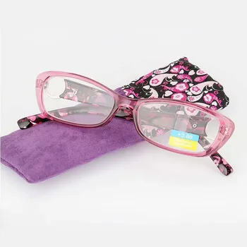 Naujas stilingas ponios skaitymo akiniai mados katės akies skaitymo akiniai siųsti akinių maišelis