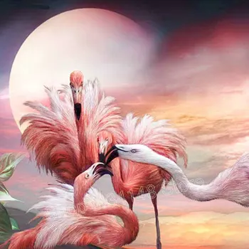 Naujas 5D Diamond Tapybos kryželiu Flamingo Mozaikos Nuotraukas Strazdų Namų Dekoro 