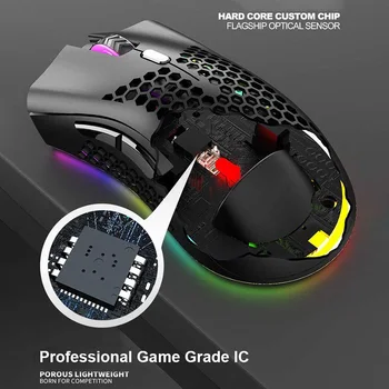 Naujas Lightweigh Supila Dizaino Įkrovimo Wireless Gaming Pelę su USB Receiver RGB Apšvietimas DOM668