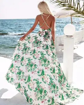 Boho Suknelės Moterims 2020 M Ilgio Paplūdimio Suknelė Plius Dydis Vasaros Sundress Gėlių Saulė Suknelė Frocks Elegantiškų Madingų Drabužių Backless