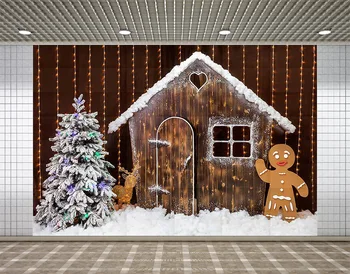 Lyavshi fotografijos fonas Kalėdų eglutė name elnių sniego blizgučiai apdailos fotografijos foną, photocall