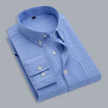 Pavasarį ir rudenį marškinėliai vyrams ilgomis rankovėmis medvilnės Oksfordo tekstilės verslo atsitiktinis palaidų okupacijos šiltas vientisos spalvos marškinėliai
