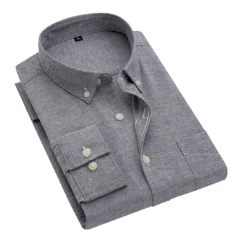 Pavasarį ir rudenį marškinėliai vyrams ilgomis rankovėmis medvilnės Oksfordo tekstilės verslo atsitiktinis palaidų okupacijos šiltas vientisos spalvos marškinėliai