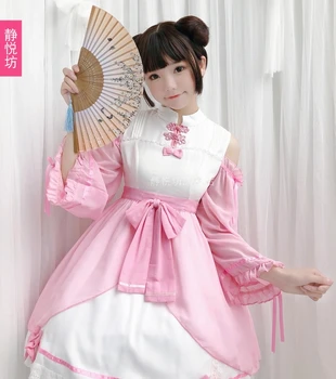 Minkštas mergaitė cute girl, Kinijos liaudies Respublika, stilius Han elementai senovės stiliaus patobulinta sklendė, šifono mažos mėlynos ir baltos stebėjimo lo