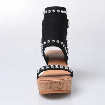 Vasarą Moterys Gladiatorių Sandalai Platforma Pleišto Batai Moteris Dygliuotos Kniedės Moterų Siurbliai Zapatos Mujer Šliaužtinukai Pleištai