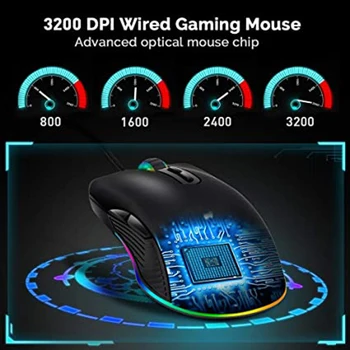 USB C Pelės Tipas C Ergonomiškas Laidinio Pelės RGB Žaidimų Pelė Optinė Pelė