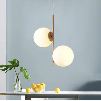 Šiuolaikinės kabo lempa, šviesos diodų (LED valgomasis kambarys miegamasis fojė ištisus stiklo kamuolys juodojo aukso šiaurės paprasta šiuolaikinės pakabukas šviesos lempos