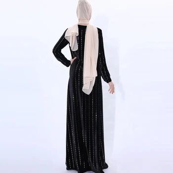 Dubajaus Musulmonų Abaja Ilgomis Rankovėmis Rudens Žiemos Aksomo Ilga Suknelė Moterims Šalis Artimuosiuose Rytuose Skraiste Ramadanas Islamo Sequnis Suknelės