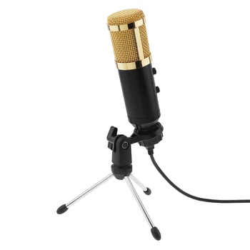 Metalo Įrašymas Mikrofonas su Garso Plokštę Funkcija su Stovu Profesinės Kondensatoriaus Studio Live Transliavimo Mikrofonas