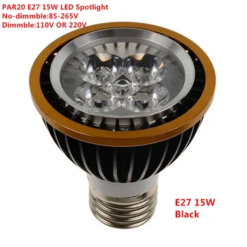 10X LED PAR20 Lemputes E27 GU10 15W 5*3W Šiltai Balta/Šaltai Balta/PureWhite 110V, 220V Pritemdomi LED PAR20 P20 Prožektoriai, Lempos