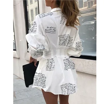 Rudens Dress Moterų 2020 M. ilgomis Rankovėmis Ananasų Marškinėliai Suknelė Moters Laiškas Spausdinti Mini Ponios Suknelės Moterų Sundress Paplūdimio Tunika