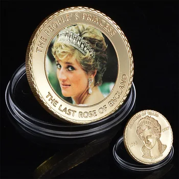 WR Paskutinis Rose Anglijos 24k Aukso Moneta, Kolekcines, Princesė Diana Iššūkis Metalų Monetos Meno Ornamentas Verta Kolekcija