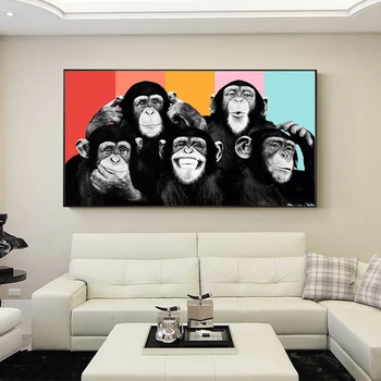 Modernus Gyvūnų, Plakatų ir grafikos Sienos Menas Drobė Pianting Mielas Orangutans Dekoratyvinis Nuotraukas Kambarį Cuadros Dekoras