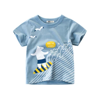 Vasaros berniuko drabužius trumpomis rankovėmis T-Shirt Vaikų Medvilnės Kvėpuojantis sporto Animacinių filmų Mielas Naršyti Lokys Paplūdimio viršų
