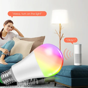 RGB 15W LED Wifi Lempos, E27 E14, B22 RGB Atostogų LED Kukurūzų Lemputės šviesos srautą galima reguliuoti AC 85V-265V App Kontrolės Dirbti su Alexa, Google 