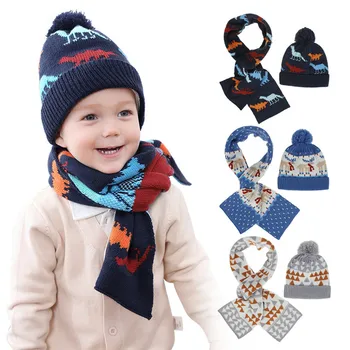 2020 Naujų rudenį ir žiemą šiltas šalikas skrybėlę nustatyti Mergaičių ir Berniukų Kūdikių mados kašmyro megztos Beanie Neckerchf Kalėdų dovana