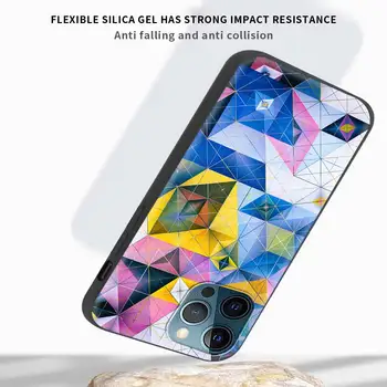 Black Case for iPhone 7 8 SE 11 12 Pro Max 2020 Plus X XR XS MAX 12 Mini Silikono Telefono Coque Fundas Menas Abstraktus Geometrija
