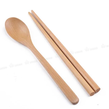 Kinų stiliaus mediniu šaukštu lazdelės-dviejų dalių kostiumėlį nešiojamų stalo